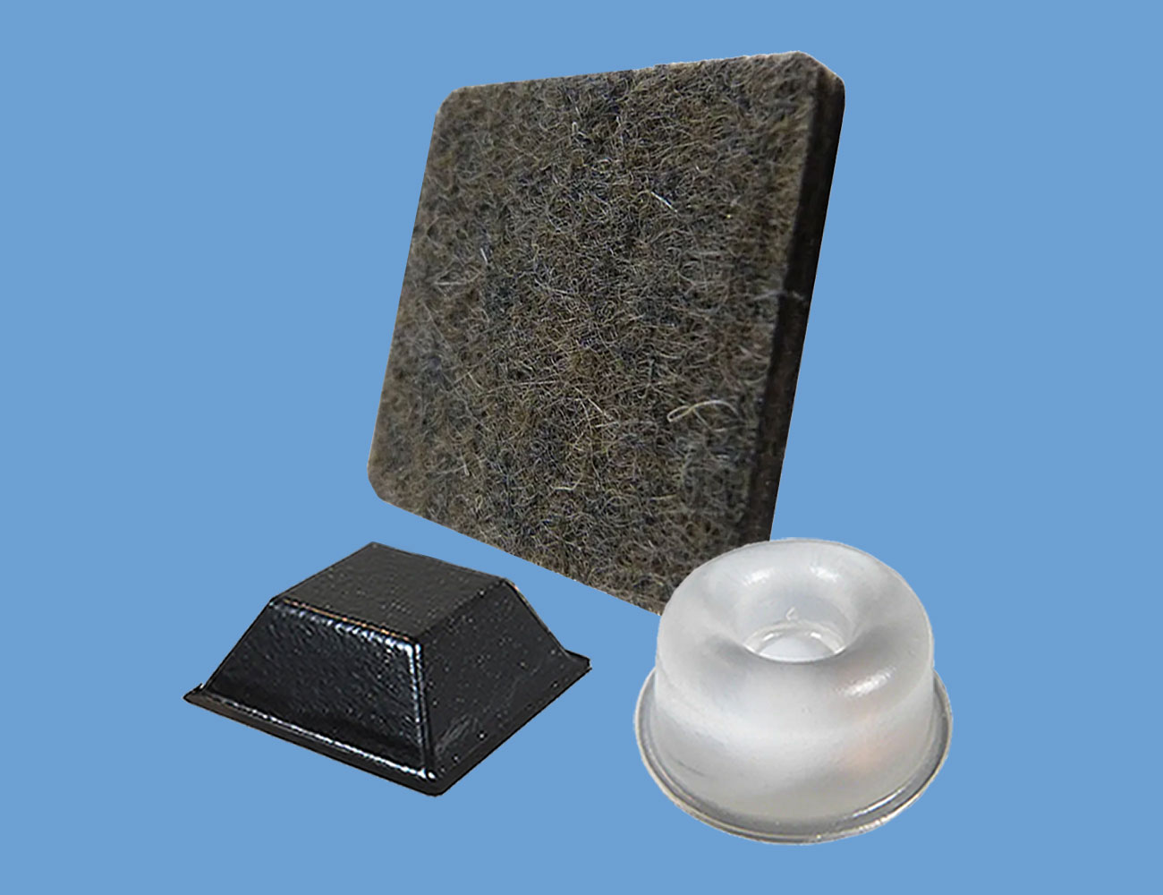 Self adhesive feet and felt