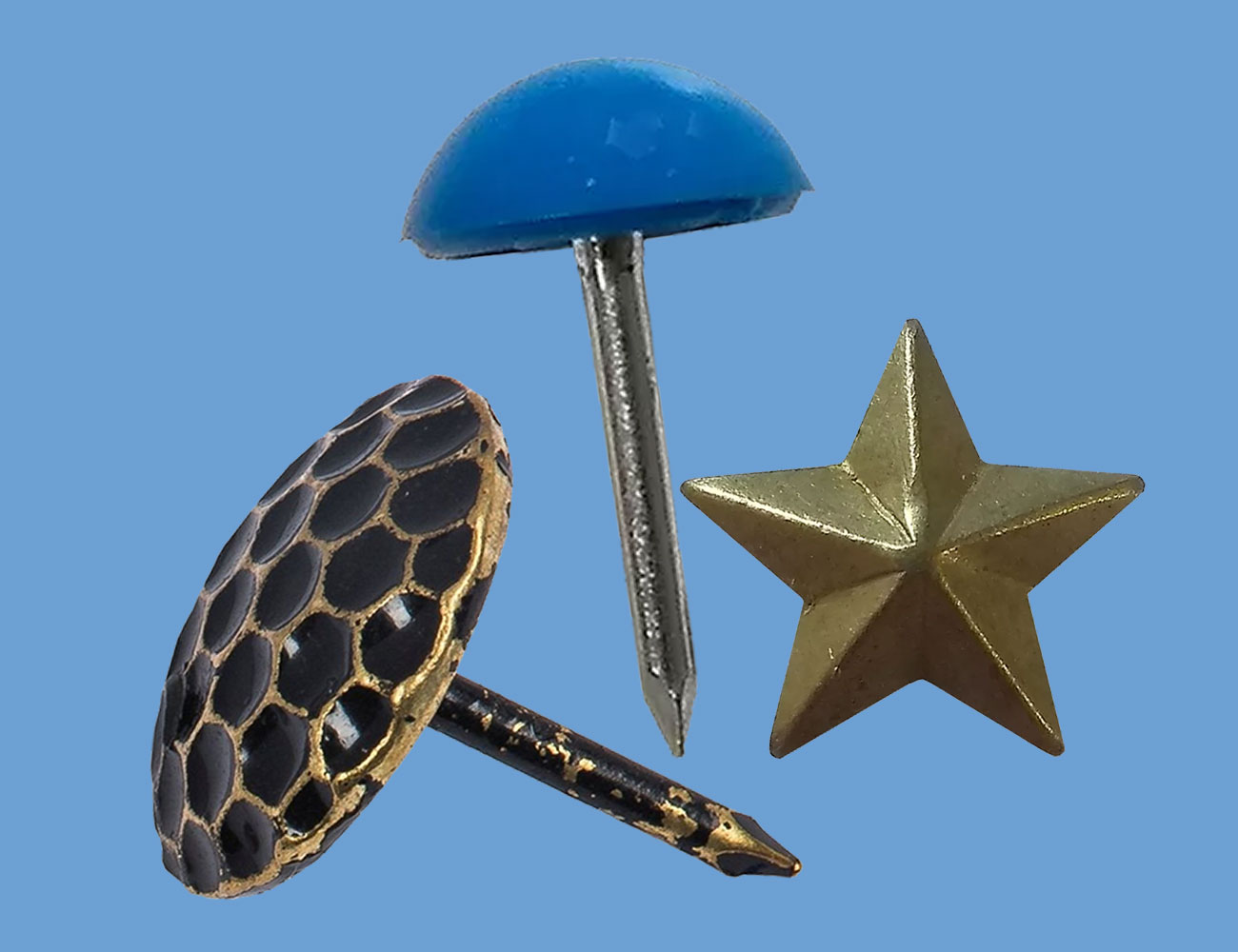 Decorative nails, upholstery nails and furniture nails