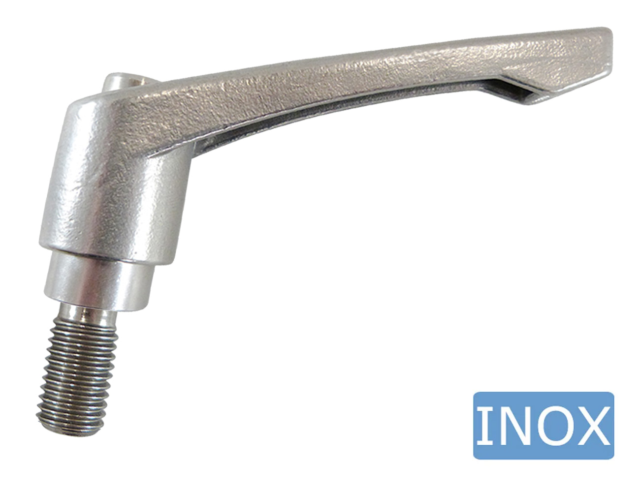 Adjustable clamping handle, all stainless steel - threaded stud