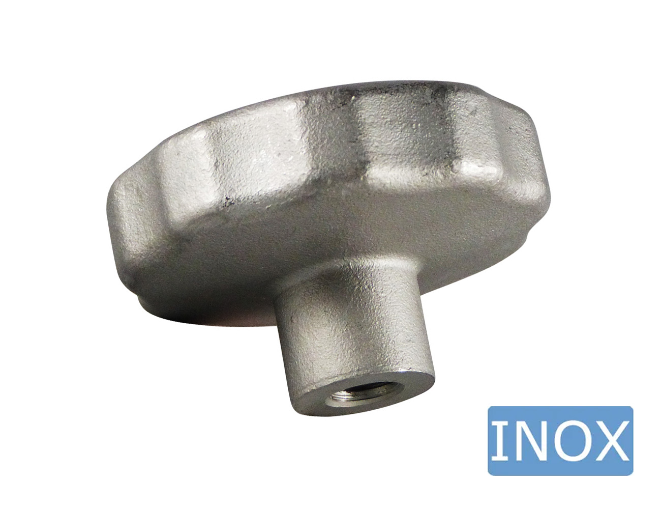 Solid stainless steel star knob - tapped blind hole