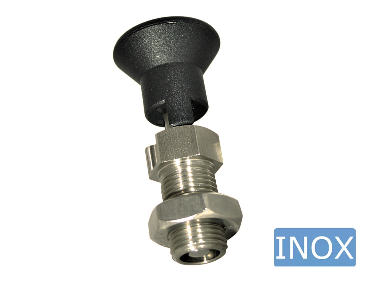 Indexing plungers with hexagonal bond – stainless steel – with Locking rest position