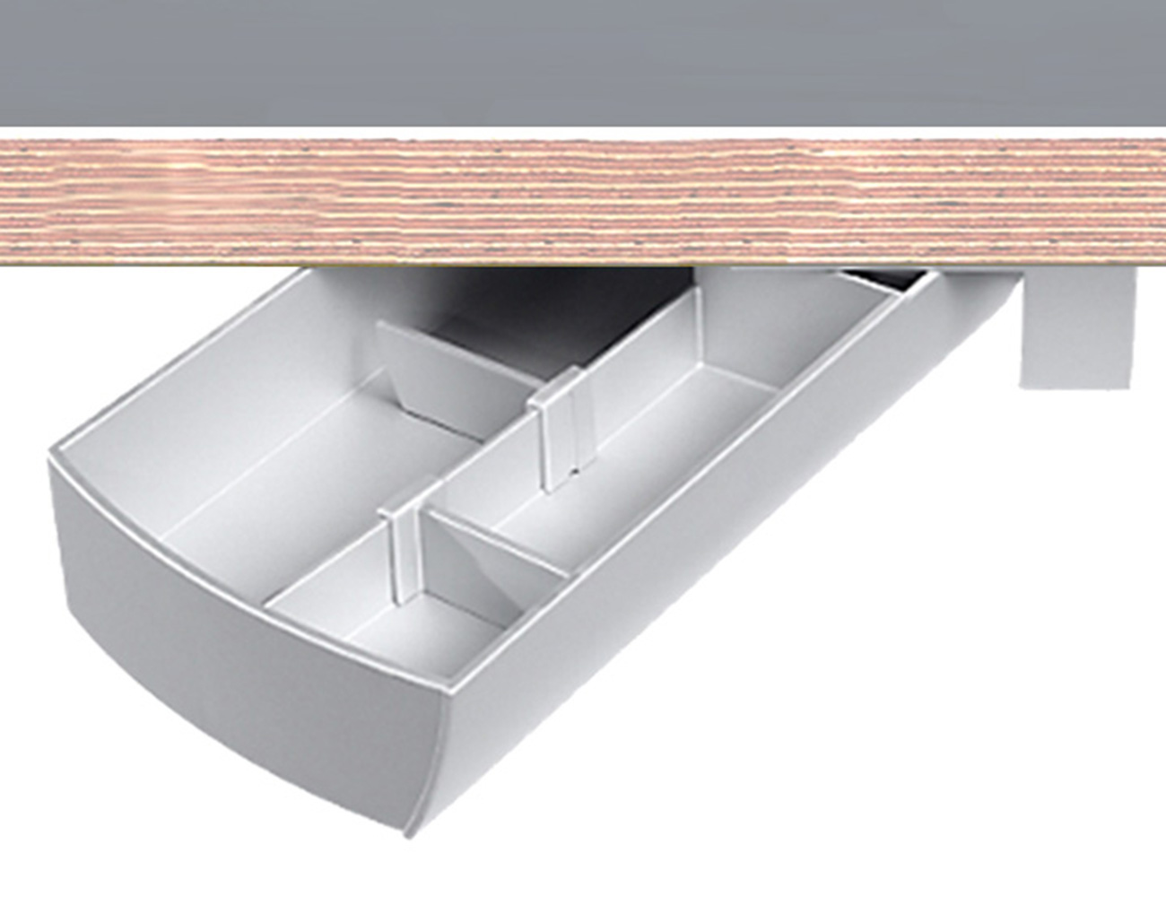 Under desk swivel pencil drawer 90°