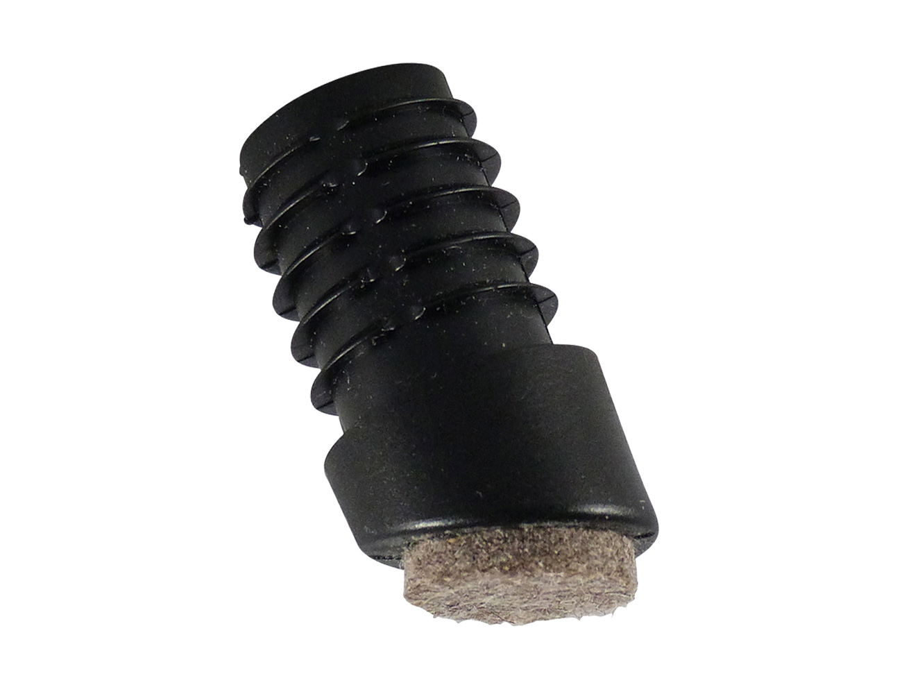 End cap inserts with angled base and felt pad for round tube