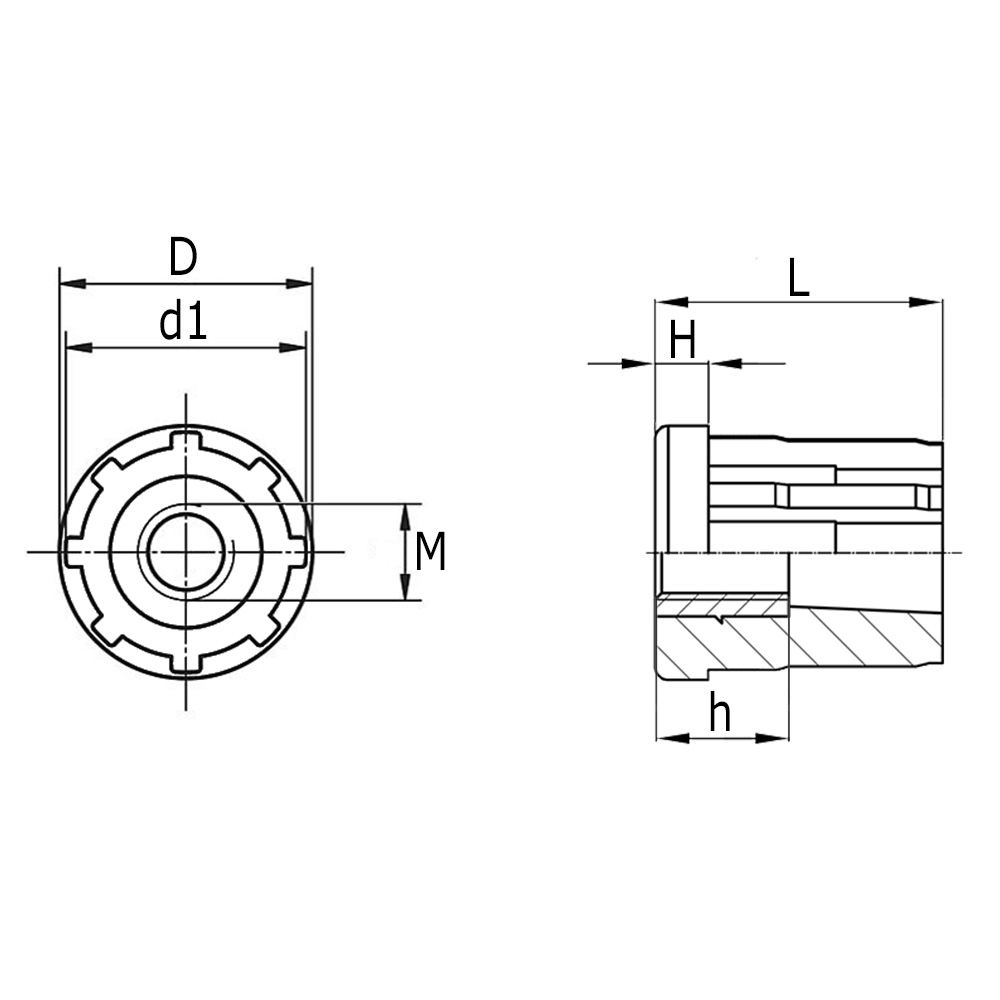 Heavy-duty tube insert with threaded metal bush - round - verpas