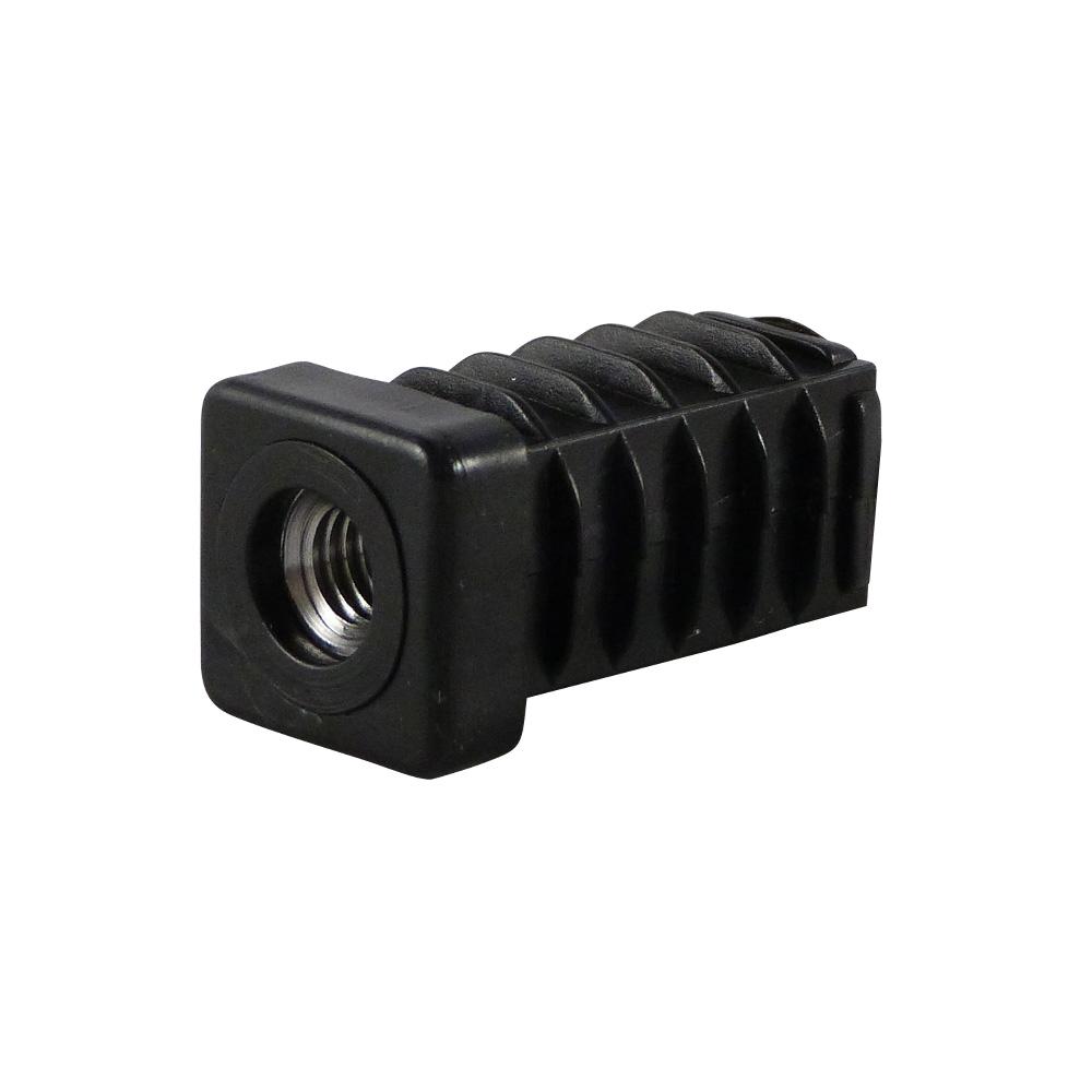 Tube inserts with threaded metal bush for attaching castors – square