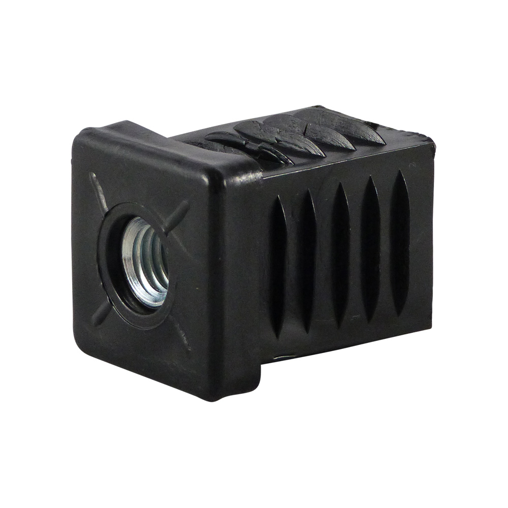 Tube inserts with threaded metal bush for attaching castors – square