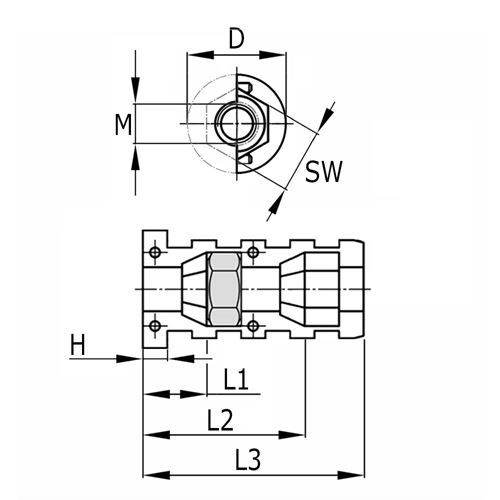Expander connector with shoulder - round - verpas