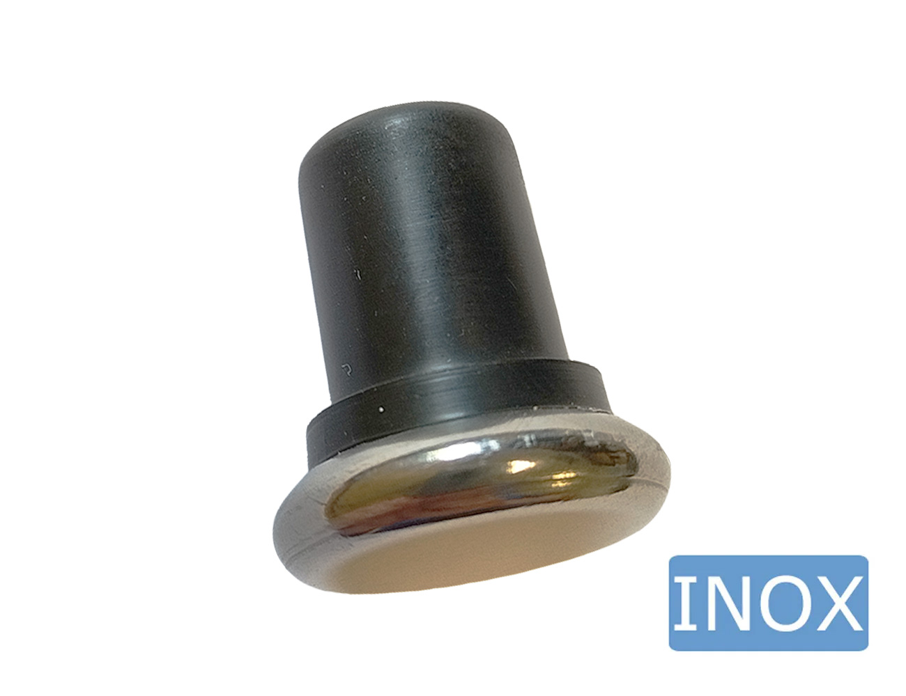 End cap inserts without ribbing with flat stainless steel base for round tube