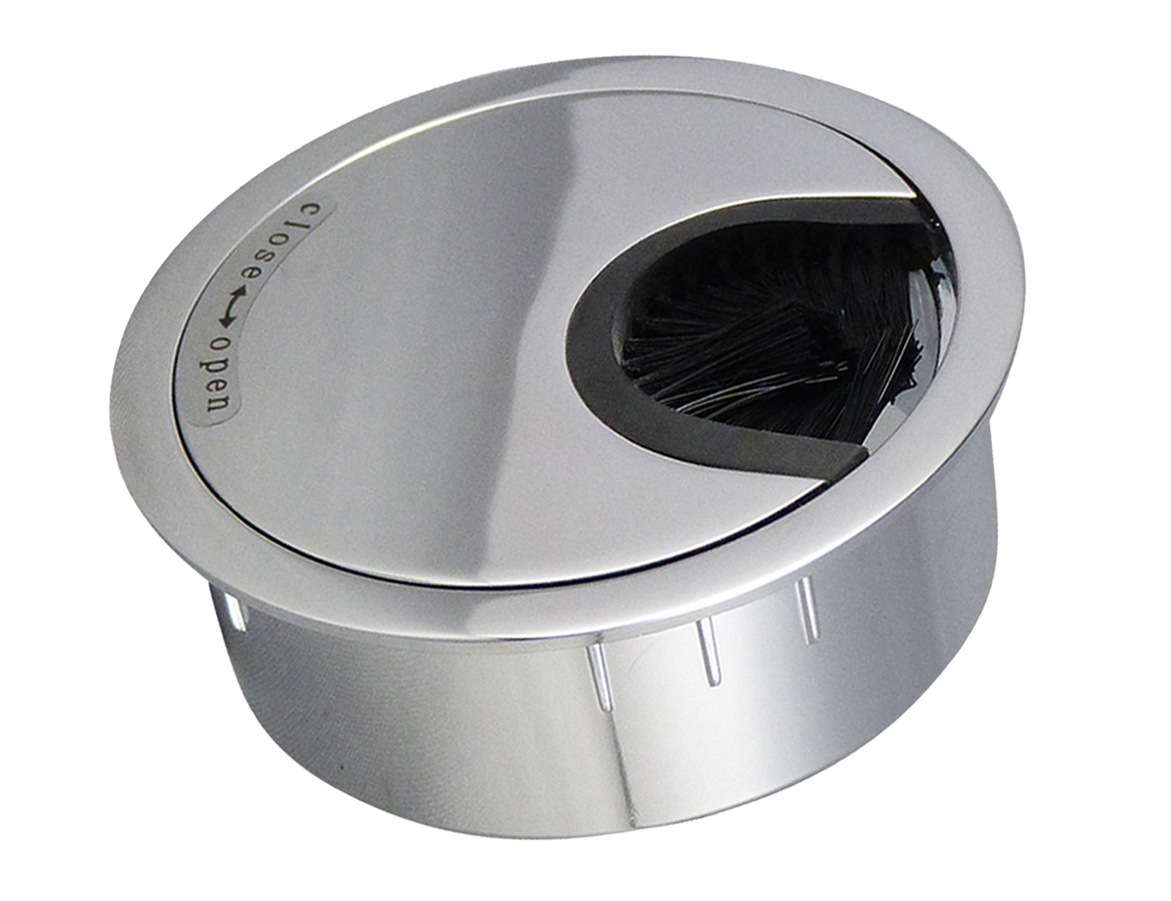 Cable hole tidy, polished chrome look - 2-piece design - square