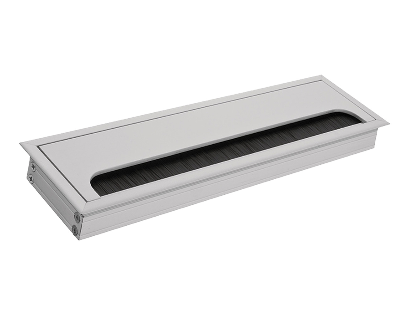 Desk cable grommet aluminium – radiused softclose lid – square / rectangular