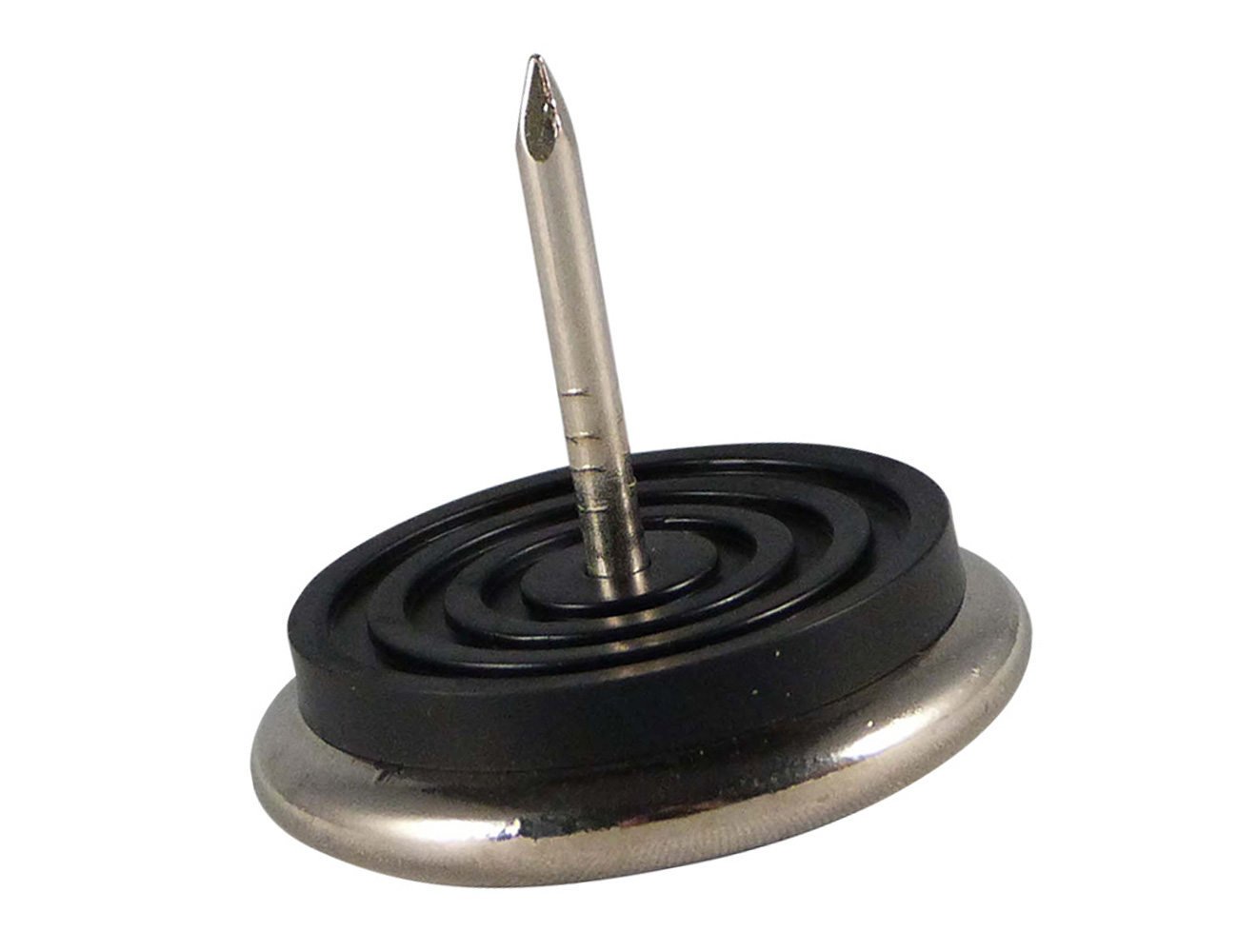 Nail-on furniture glides PVC - nickel-plated pad