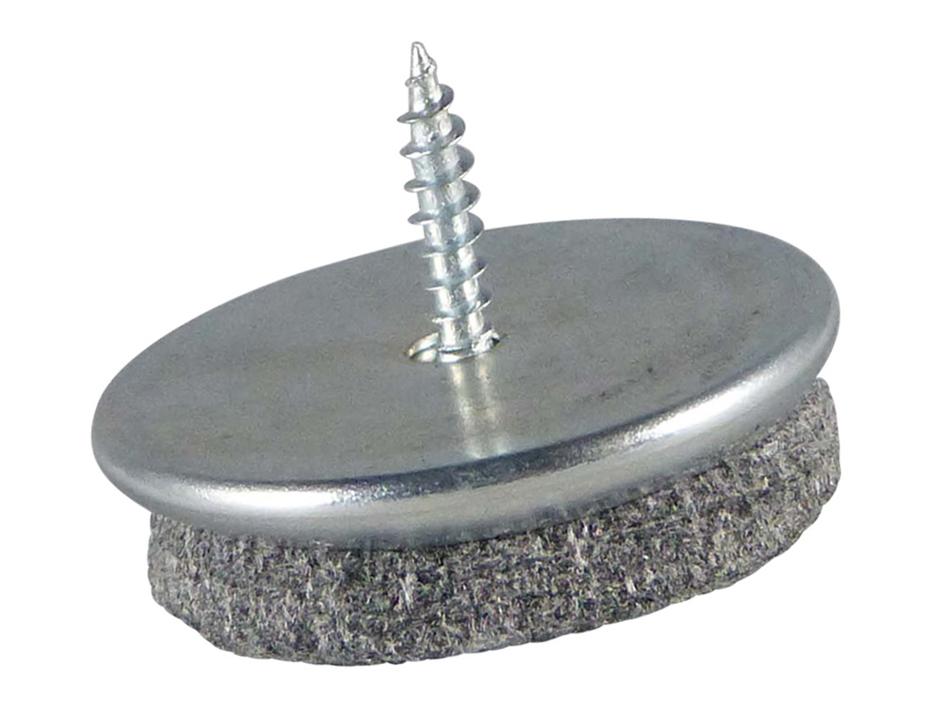 Screw-fit felt glides with metal cover - round