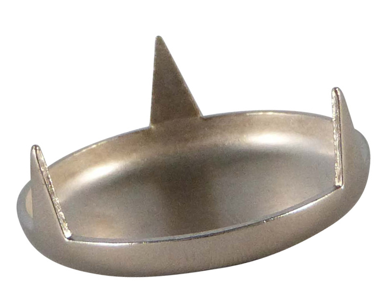 Metal furniture glide with three prongs