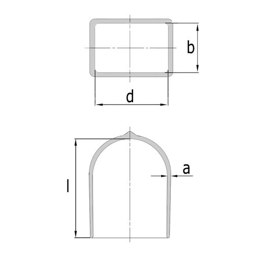Verpas - End cap rectangular - rounded end - flexible PVC 40 X 1,5 X 70