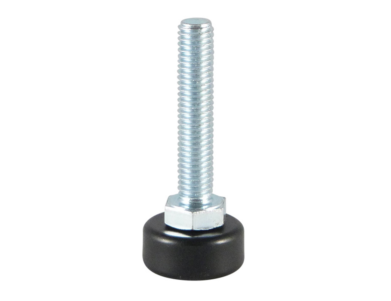Levelling foot with swivelling cylindrical plastic base