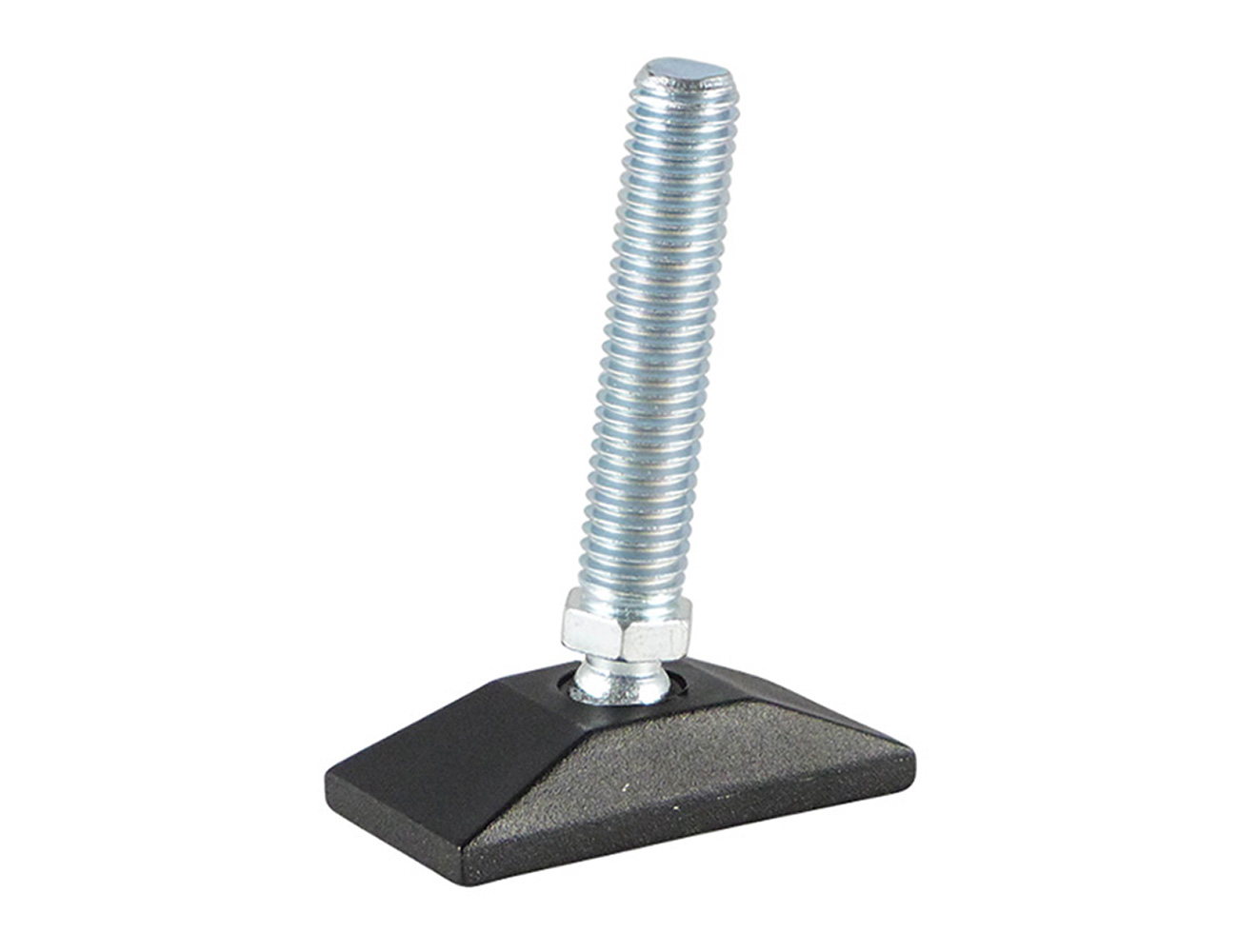 Rectangular levelling foot with ball joint