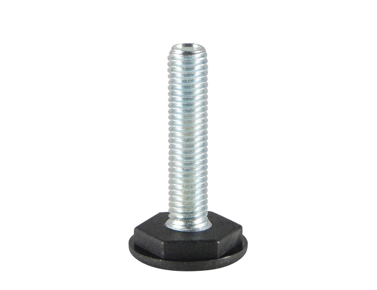 Round levelling foot Ø 25 mm and Ø 30 mm with moulded hexagonal shoulder