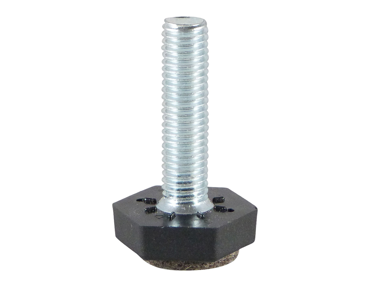 Hexagonal levelling foot with integral felt pad