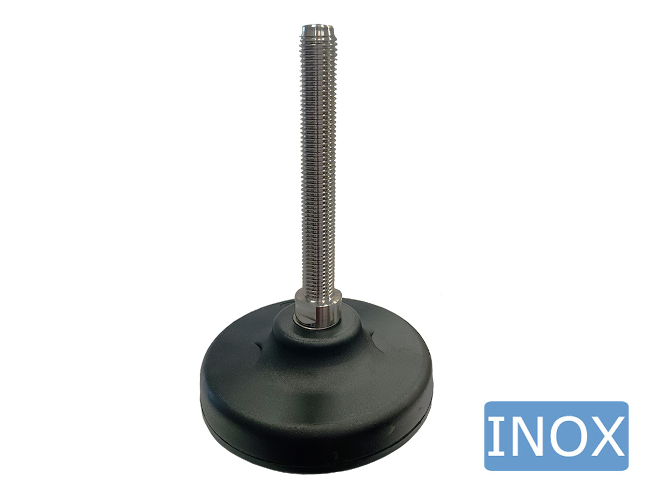 Swivelling levelling foot without ball joint - stainless steel