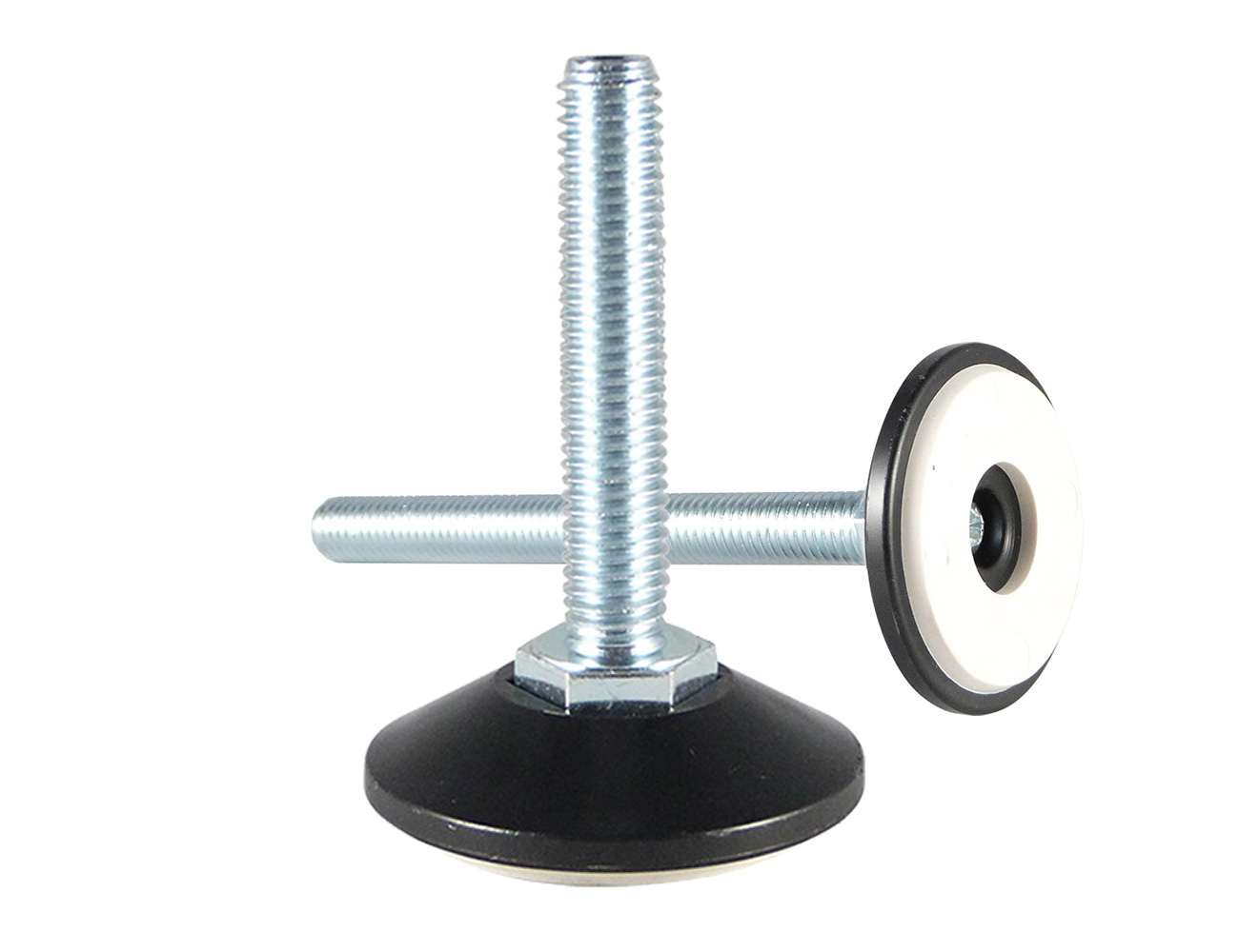 Anti-slip levelling foot with fixed or swivelling base