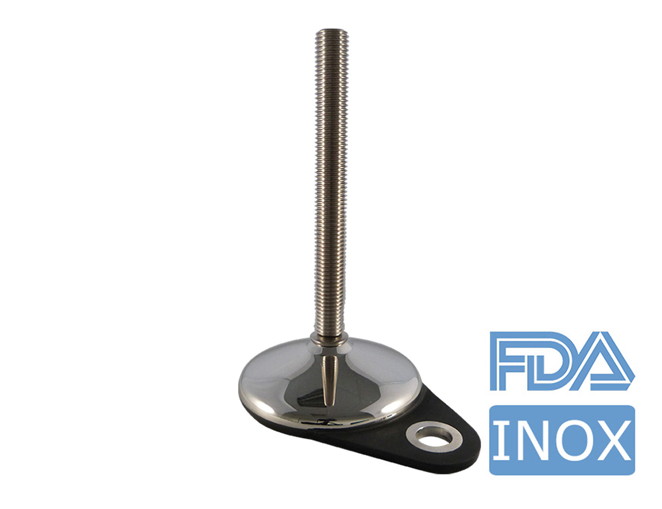 Stainless steel levelling foot - hygienic design - floor mount lug