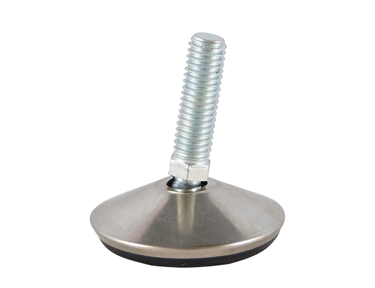 Round levelling foot with chromed or nickel-plated trim cover – ball joint