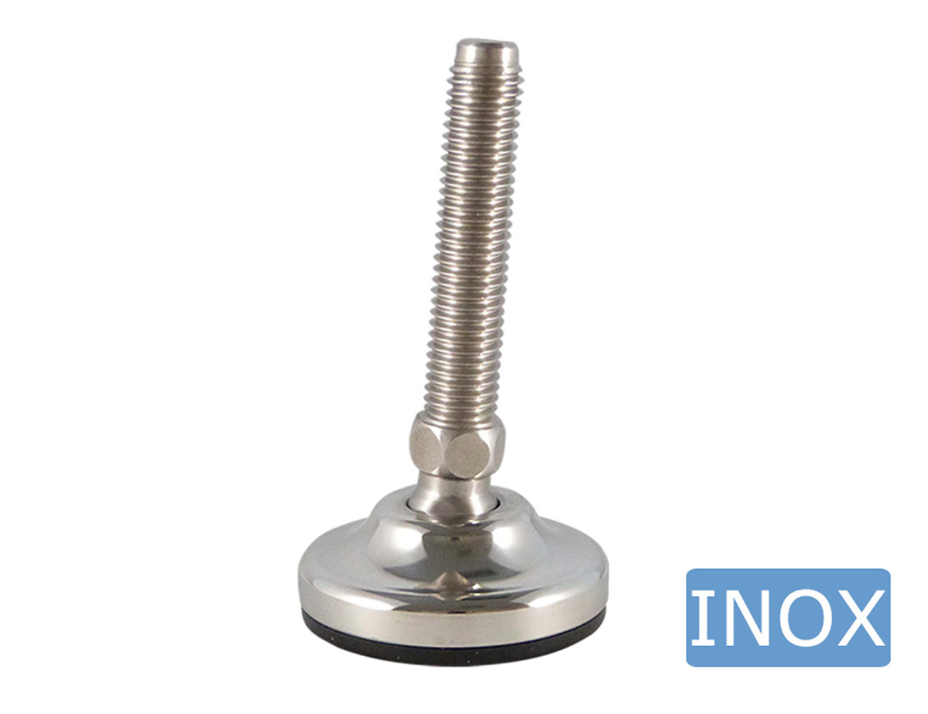 Levellingfoot with ball joint - solid base - stainless steel