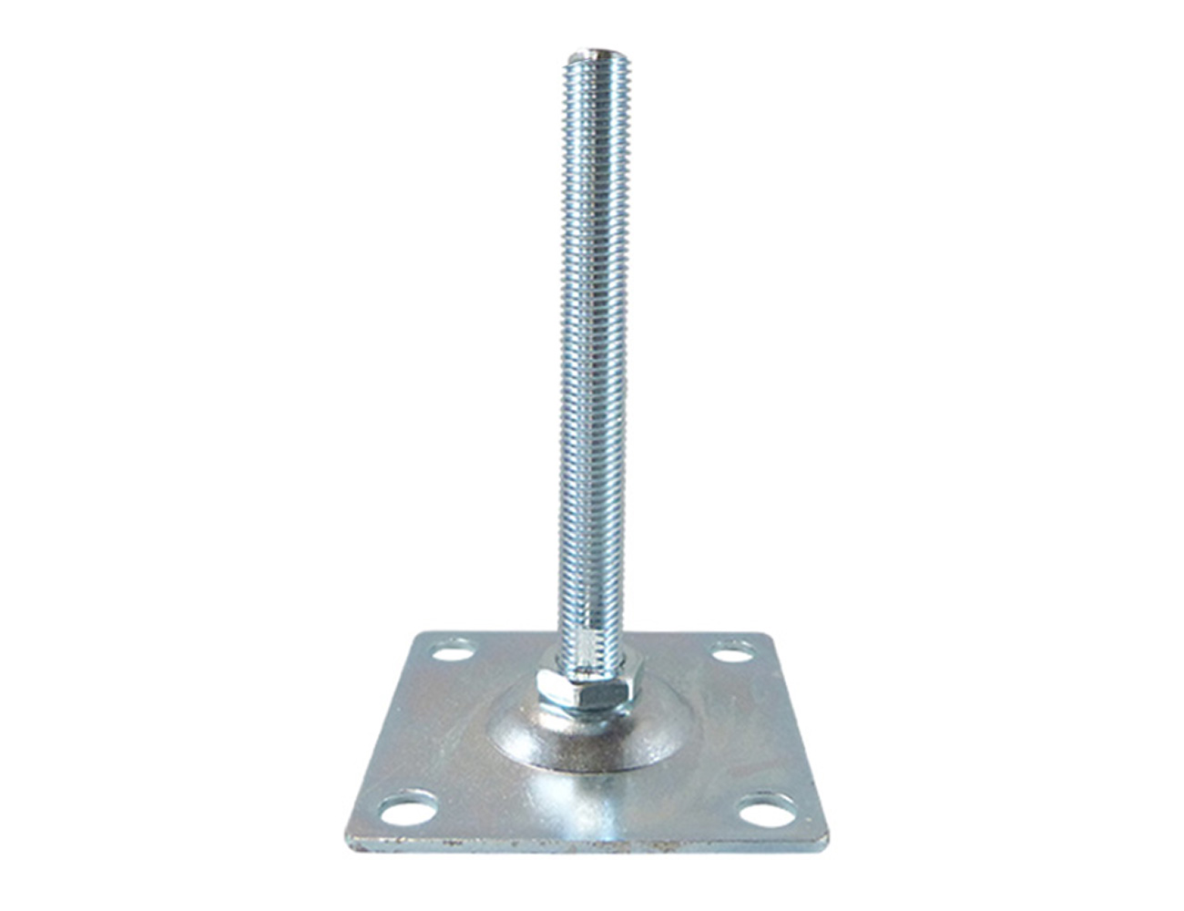 Levelling foot with square galvanised steel base - with fixing holes