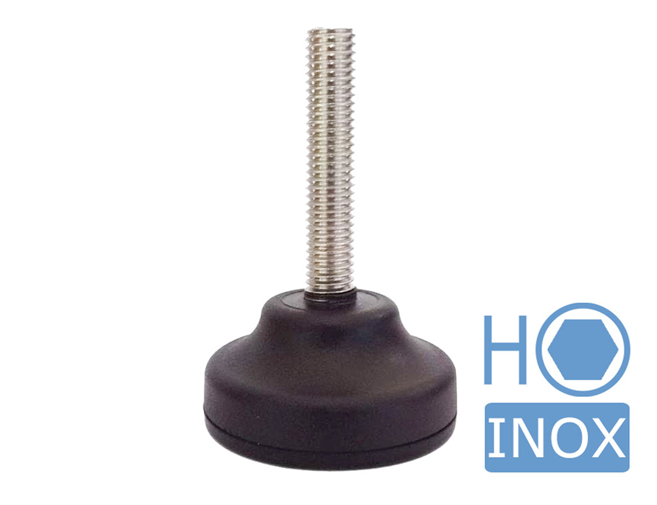 Stainless steel levelling foot – fixed plastic base - hexagonal socket