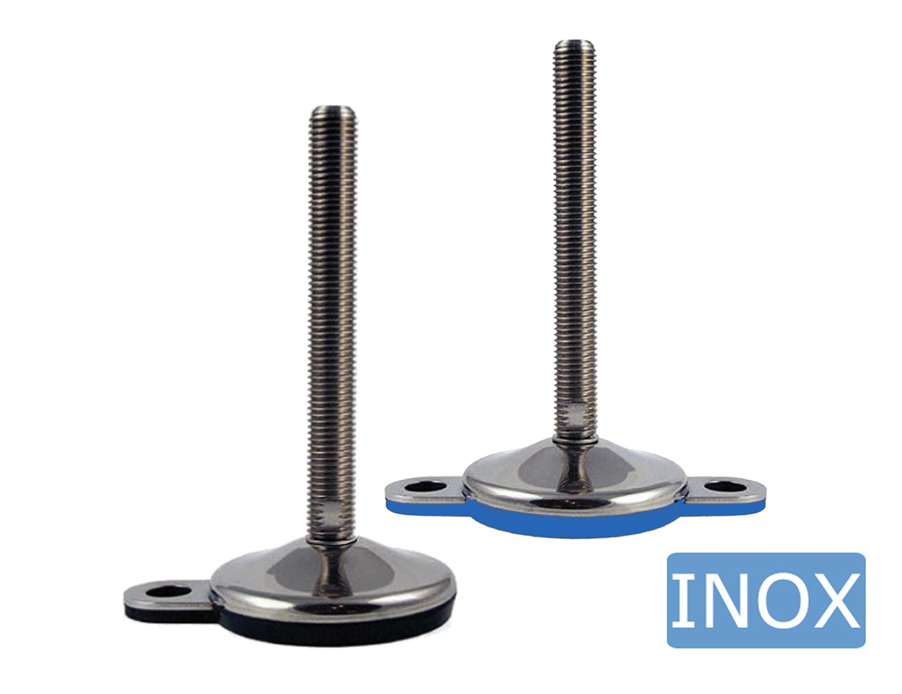 Levelling feet steel – hygiëne -  vulcanized anti-slip pad – floor mount lug