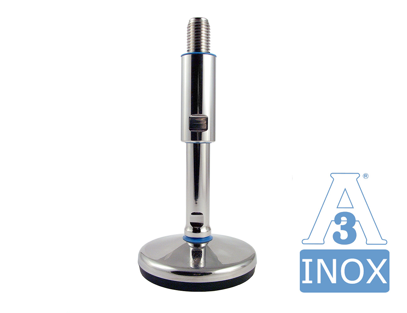 Leveling feet Solid stainless-steel vulcanised feet NBR Ø60mm M12x140 - hygiene 3-A