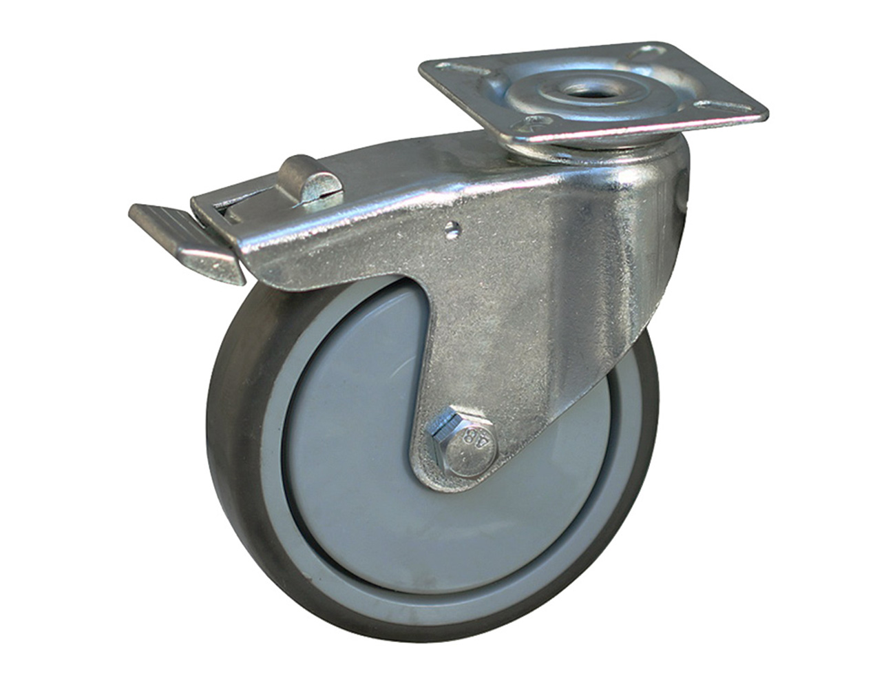 Apparatus swivel castors with brake - mounting plate