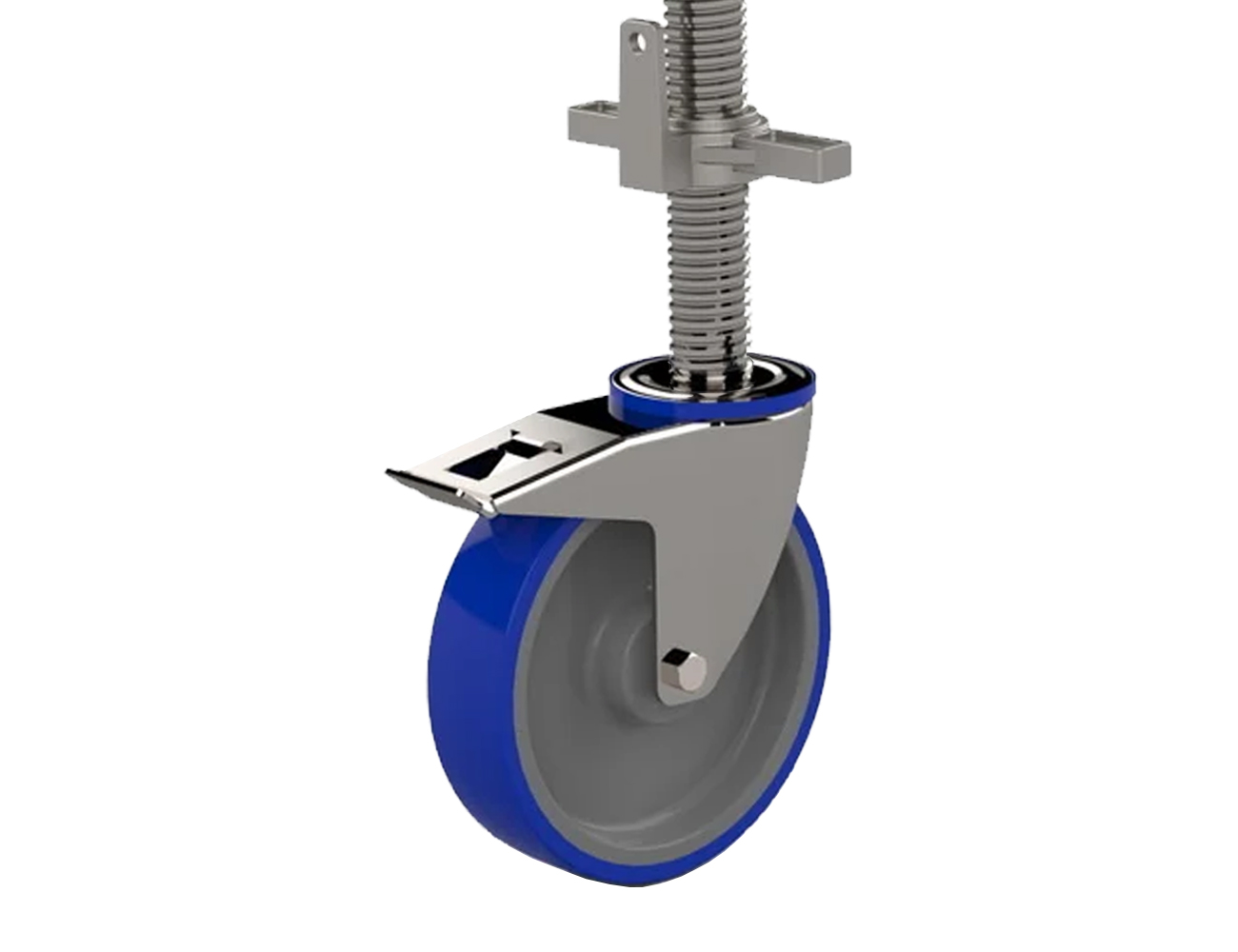 Scaffolding wheel with PU tread and brake for – height adjustable