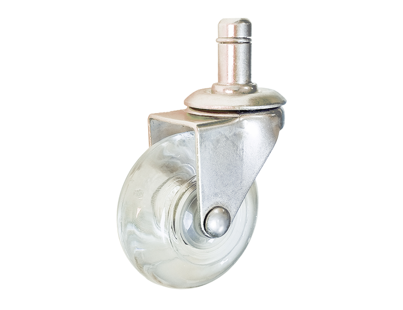 Furniture swivel castor inline – stem fix – transparent