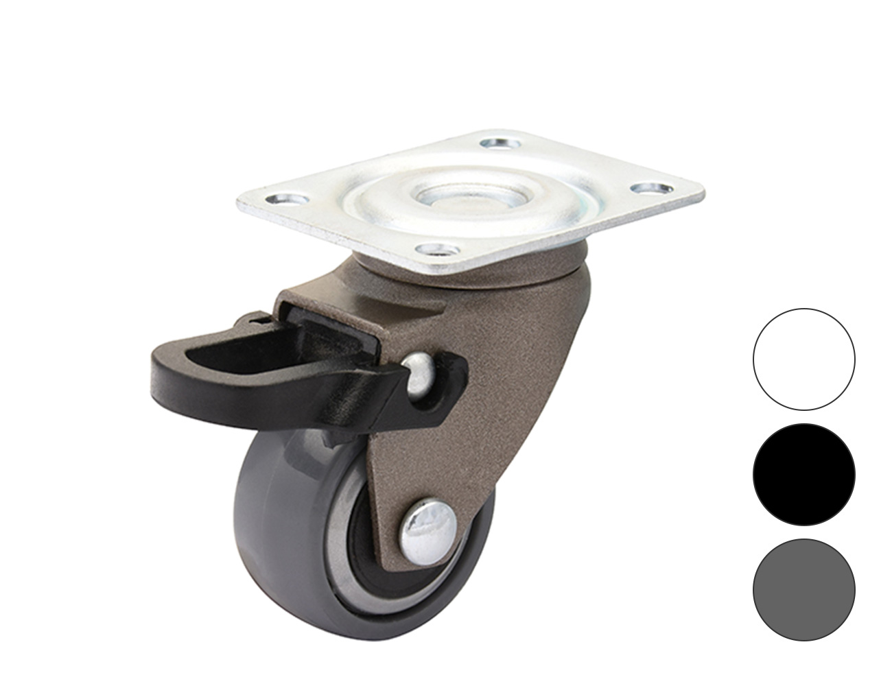 Design swivel castor with brake 3C-series - mounting plate