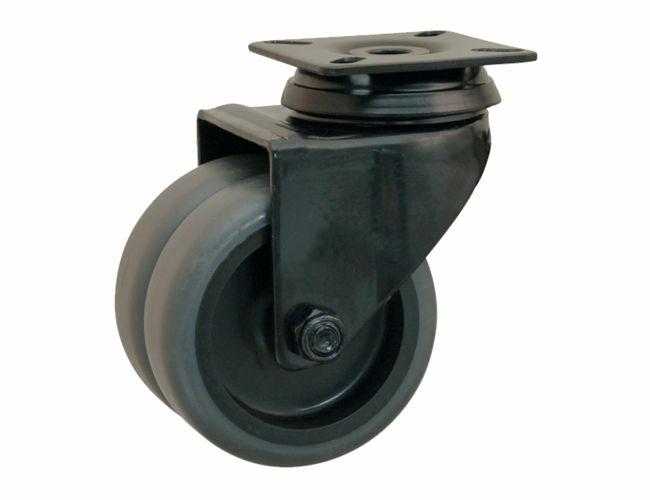 Apparatus twin-wheel swivel castors - mounting plate - black