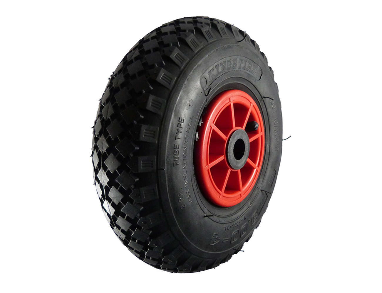 Wheel with pneumatic tyre on plastic rim