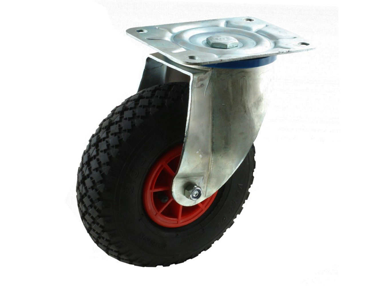 Swivel castor – mounting plate - pneumatic tyre on plastic rim