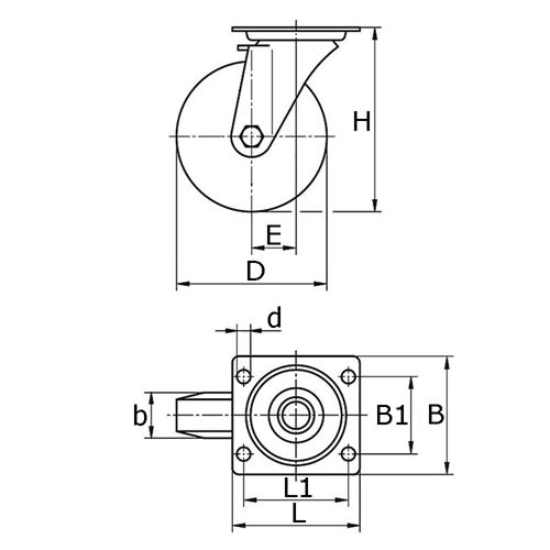 Meister Swivel Castor Rubber Wheels Soft Tread Plate