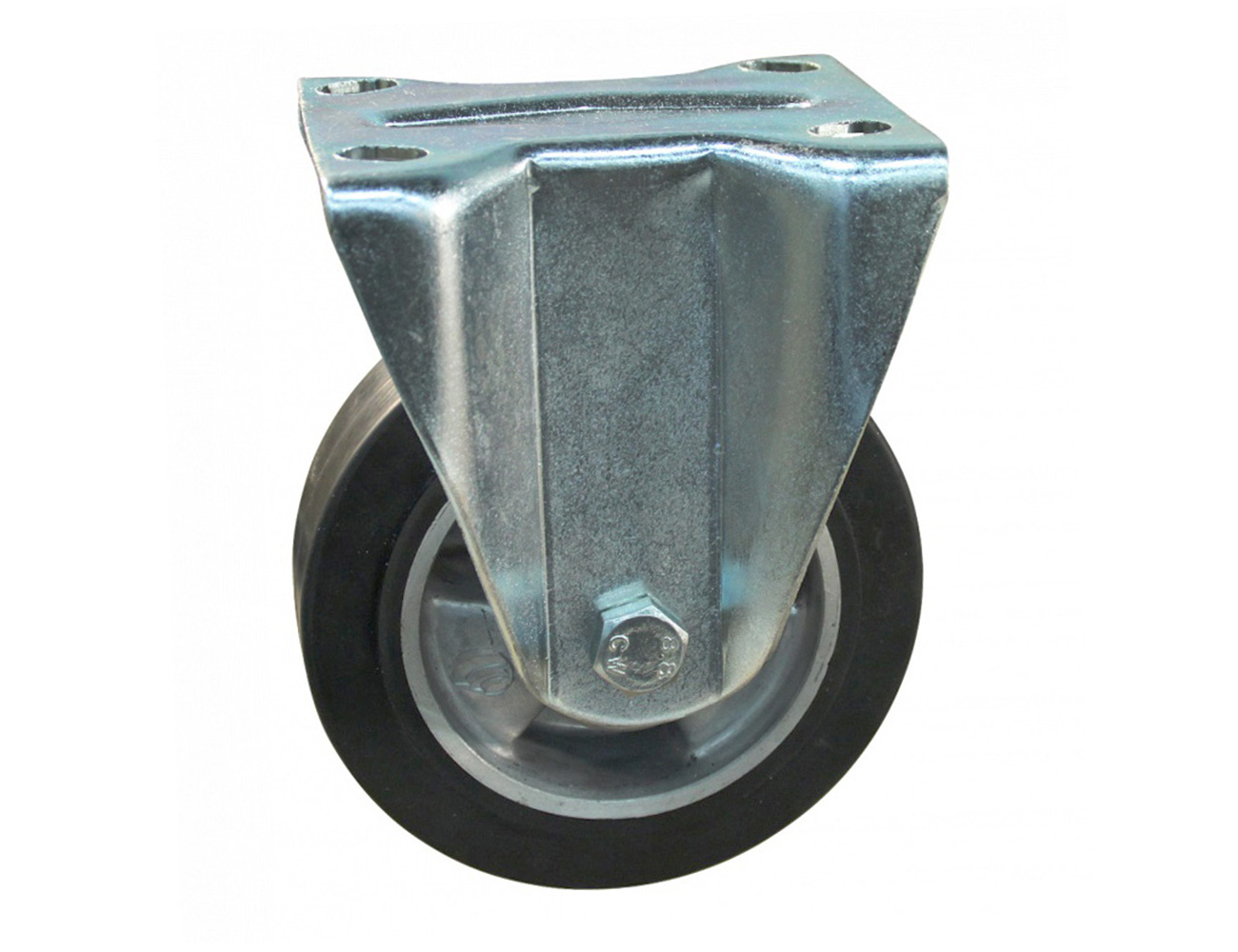 Heavy-duty fixed castor - rubber tyre on aluminium rim