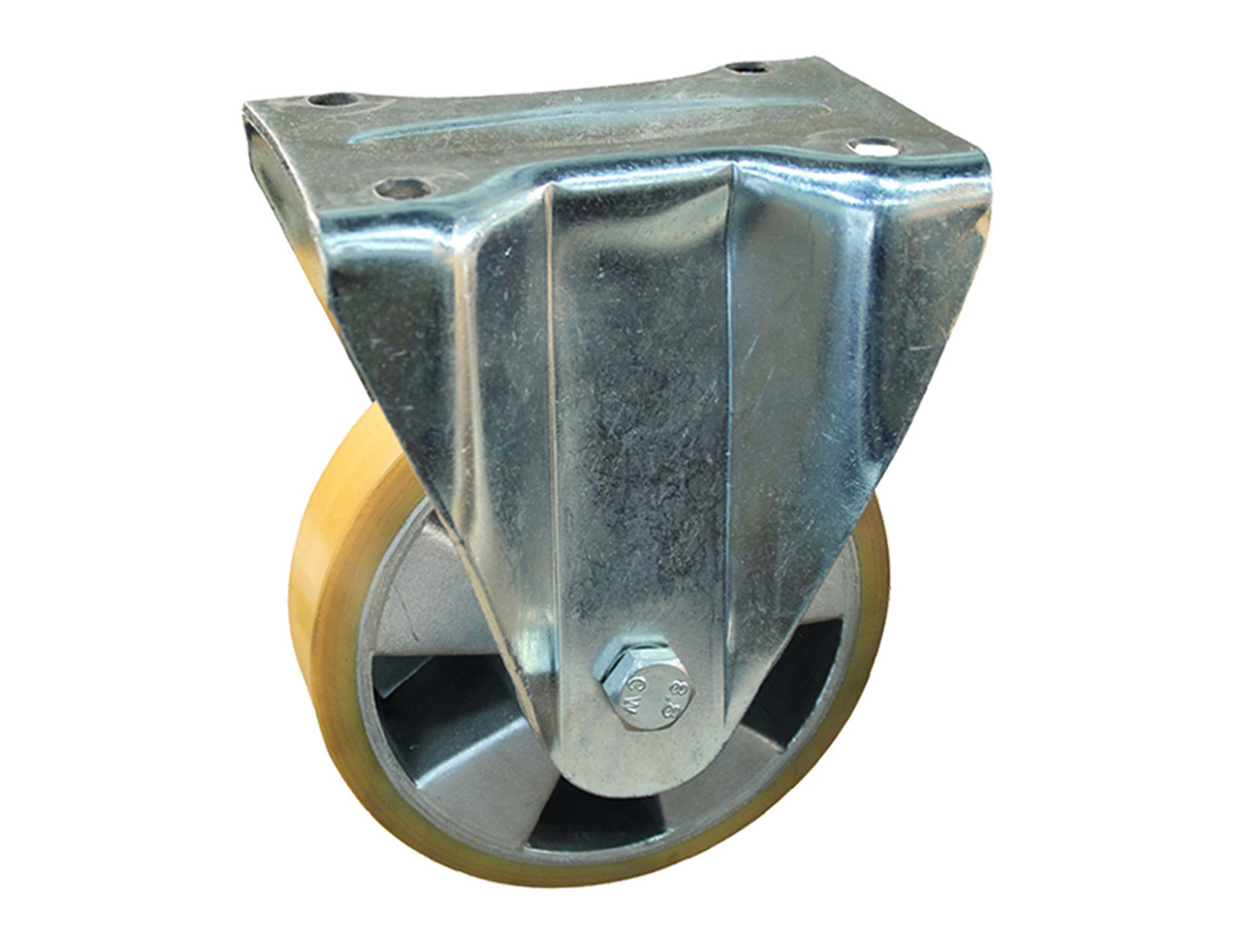 Heavy-duty fixed castor - PU tyre on aluminium rim