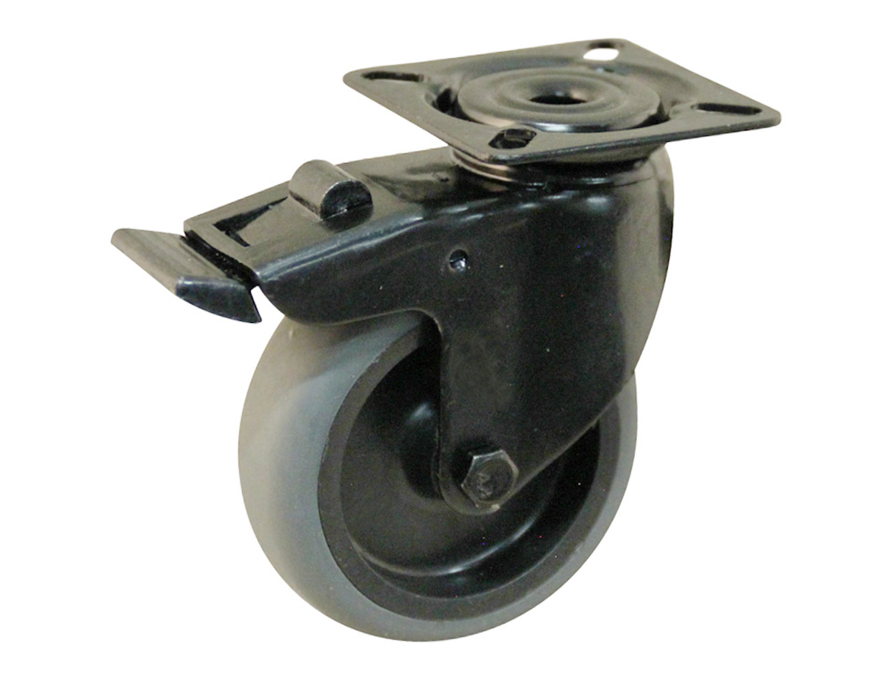 Apparatus swivel castors with brake - mounting plate - black